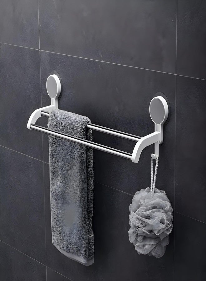 XBEY Wall Mounted Self Adhesive Magic Sticker Towel Holder in Bathroom/Towel Napkin Holder Bar for Bathroom and Kitchen/Hangers for Clothes/Towel Stand (Double Steel Tower Bar) - Image 3